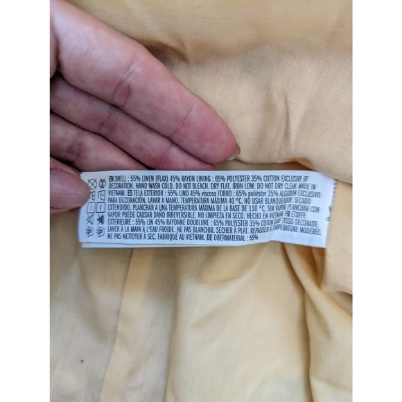 Forever 21 Linen Skirt Yellow Floral Crochet Cottagecore Flare Skater 90s Sz L - Picture 5 of 6